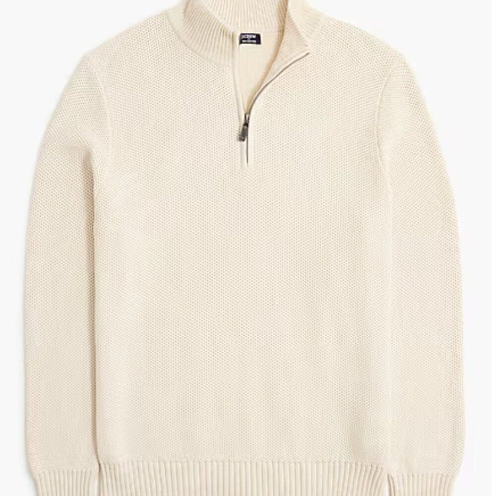 J. Crew Factory ca561 Cotton honeycomb knit half-zip in natural NWT size medium - Picture 6 of 10